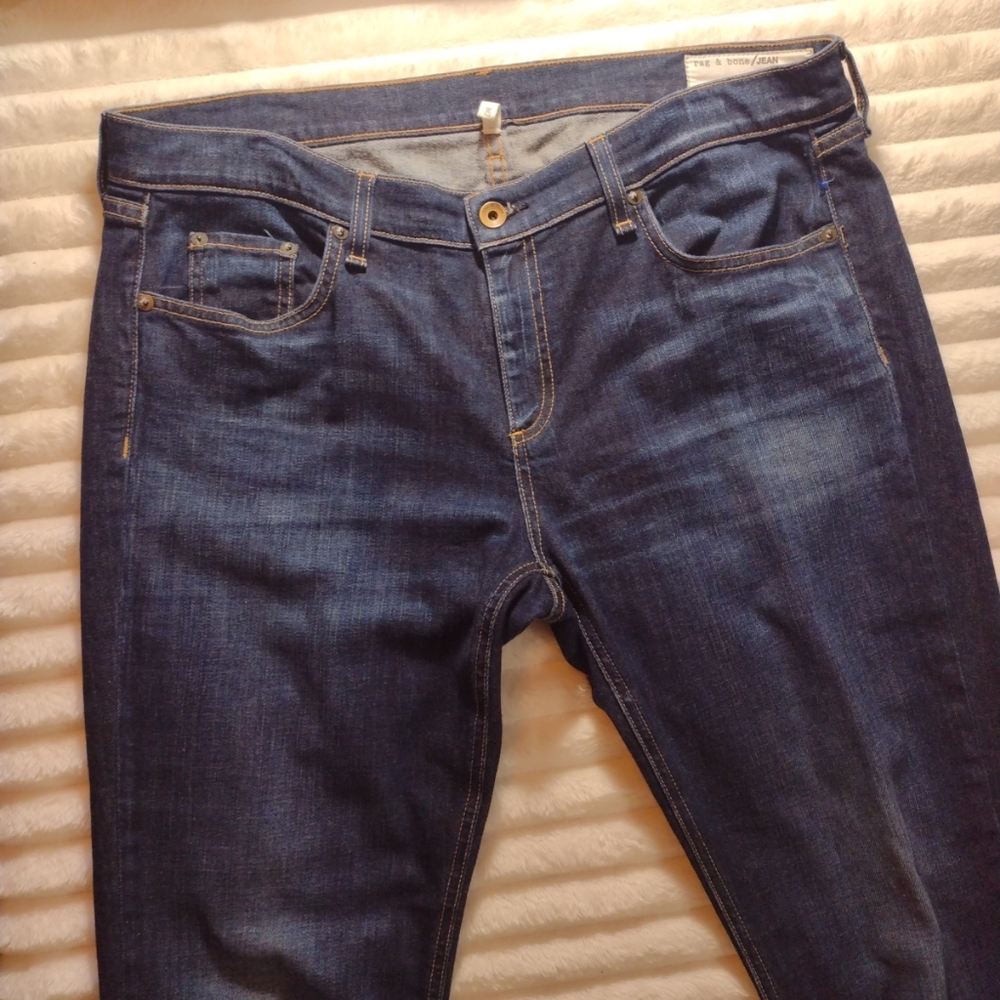 rag & bone Dre Low Rise Boyfriend Jeans Womens 32 Dark Wash/Yesler Frayed Hem - Picture 5 of 15